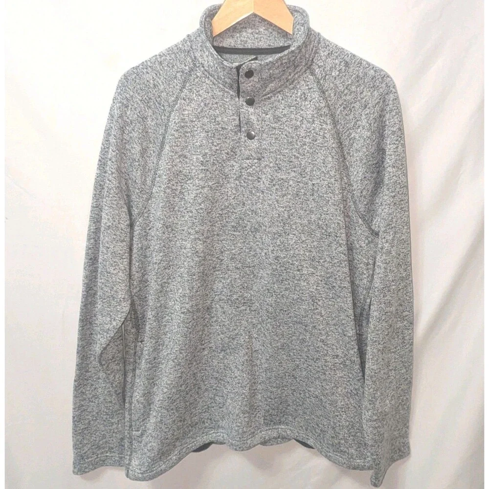 Sonoma Men's Super Soft Sweater Fleece XL Gray Long Sleeve Pockets Stretch